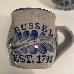 Vintage Westerwald "Russell Est. 1792”Salt Glazed Signed Pottery Mug